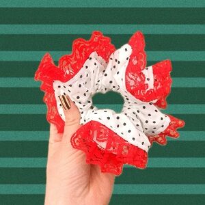 Polka Dot Red Lace XLScrunchie